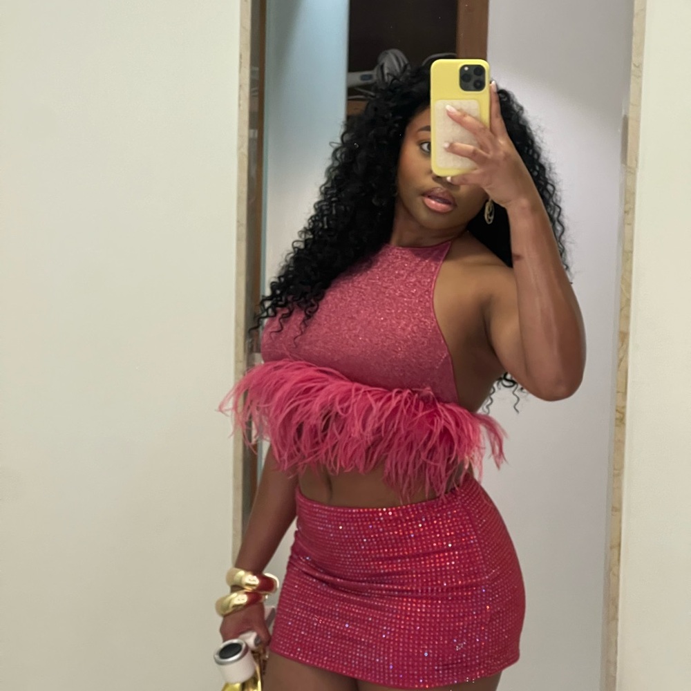 Pink oh polly sparkly skirt